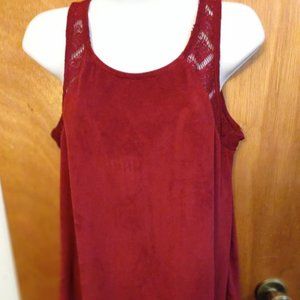 Red Camel, Burgundy Velvet Tank Top, M